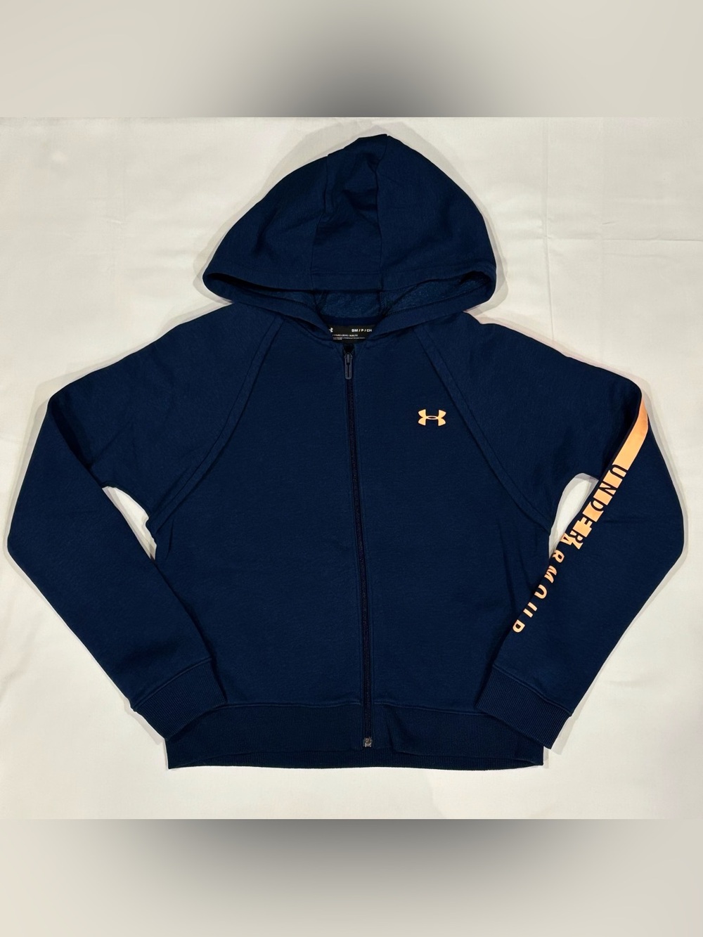 Under Armour Rival Fleece Hoodie Small Navy Blue Full Zip Graphic Sweatshirt